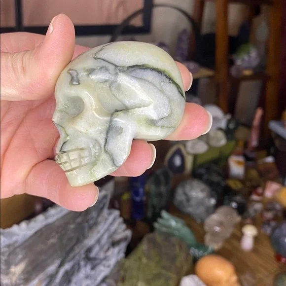 Unique Black Lace Serpentine Skull Carving - Picture 2 of 7